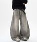 Washed Distressed Ink Splashed Scimitar Jeans Men's Trendy American Street Style Loose Casual Versatile Trousers_mkmklike.com