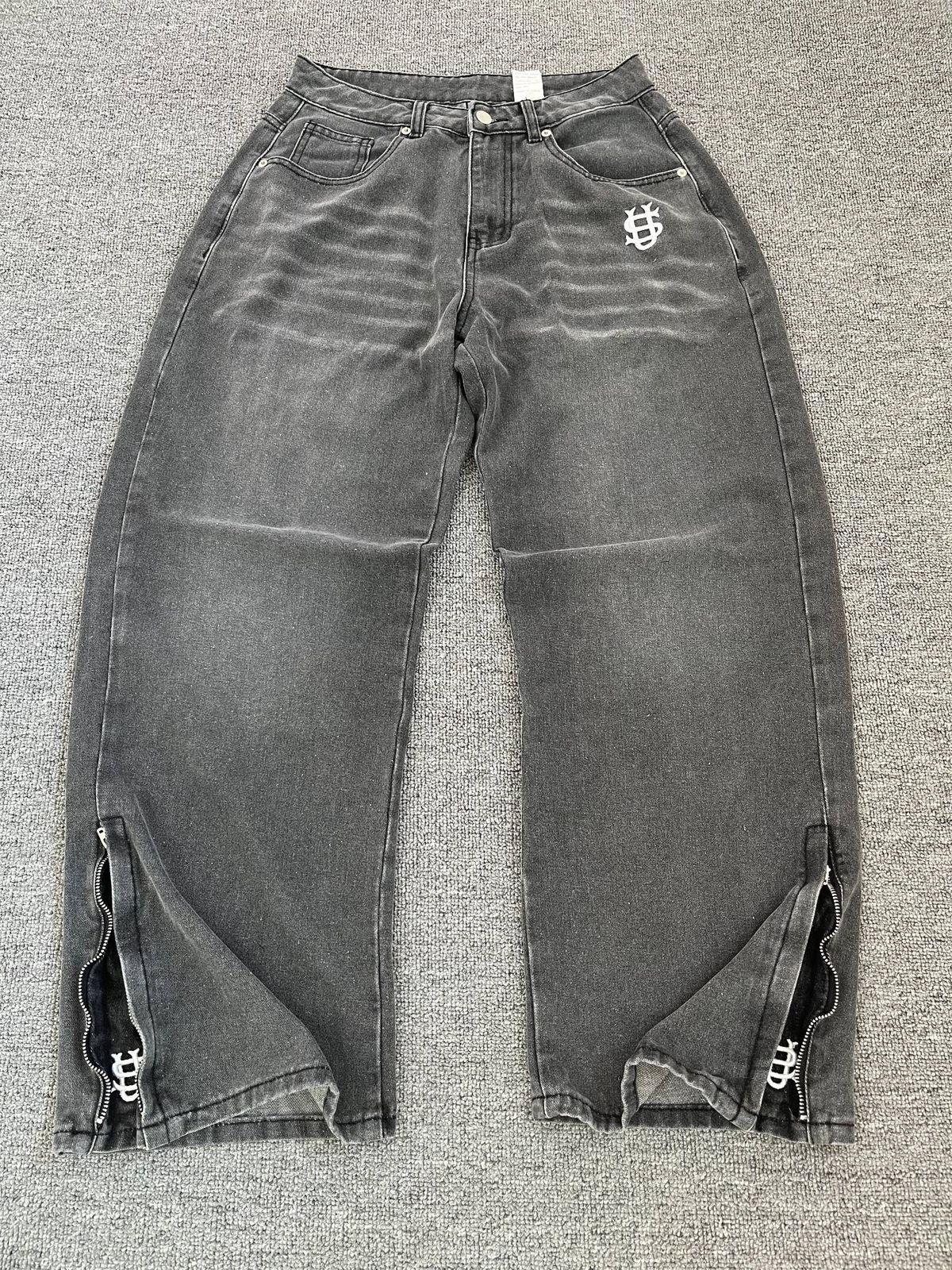 Straight & Bootcut Jeans For Men, Vintage Washed Denim Pants With Retro Embroidery_mkmklike.com