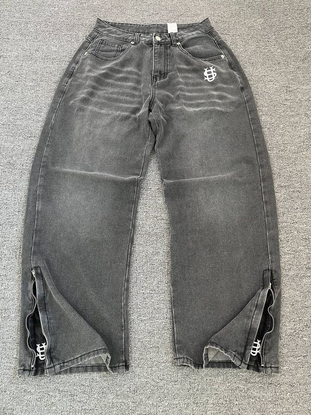 Straight & Bootcut Jeans For Men, Vintage Washed Denim Pants With Retro Embroidery_mkmklike.com