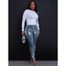 Women's Clothing Style Women's Tight Stretch Jeans Hot Stamping Silver Color Denim Fashion For Formal & Casual For Women_mkmklike.com