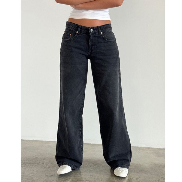 Retro High-Waisted Non-Stretch Washed Straight Leg Jeans for Women Summer Style Street Style Wide Leg Jeans_mkmklike.com