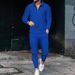 Men's Clothing texture suit long-sleeved polo suit sports pants fashion casual half zipper stand collar suit_mkmklike.com