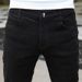 Men's Pure Black Skinny Ripped Jeans Versatile Energetic Distressed Denim For Spring Autumn Teenagers_mkmklike.com