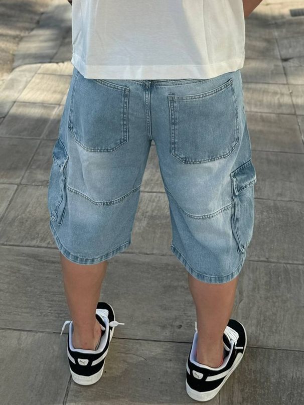 Men's Clothing New Men's Loose Fit Denim Shorts – Streetwear Cargo Jeans, 5-inch Inseam, Trendy Oversized Casual Short Pants For Boys_mkmklike.com