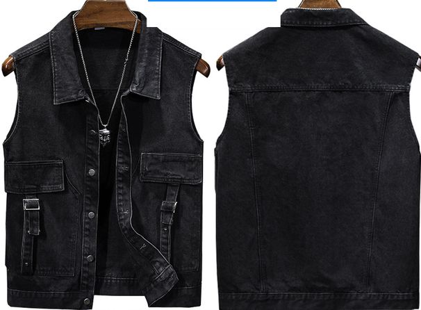 Men's Clothing New Fashion Men's Vest Waistcoat Four Seasons Loose Fashion Motorcycle Pocket Workwear Denim Vest Men_mkmklike.com