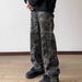 Men's Camo Cargo Jeans - Summer Loose Fit Retro Streetwear Pants With Straight Leg & Wide Hem_mkmklike.com