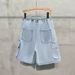 Men's Large Pocket Cargo Denim Shorts High Street Drawstring Riding Pants Loose Five Point Trendy Summer Casual_mkmklike.com