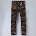 Men's Straight Leg Slim Fit Stretch Jeans Irregular Patterns Multiple Embellishments Heavy Duty Craftsmanship Denim_mkmklike.com