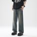 Men's Clothing Cleanfit Washed Distressed Loose Jeans Men's Retro Vibe Trendy Brand Flared Pants_mkmklike.com