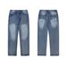 Men's Clothing Vintage Snowflake Wash Straight Leg Jeans – Ice Blue Cleanfit Denim For Men_mkmklike.com