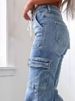 K New Straight Leg Jeans For Women; Casual Belt With Multiple Pockets For Functional Workwear Pants_mkmklike.com