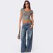 Classic Color Loose Wide Leg Fashionable Printed Denim Pants For Women_mkmklike.com