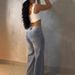 Bling High-Waisted Wide-Leg Jeans Rhinestone Belt Distressed Hem Streetwear Chic 95% Cotton Stretch S-XXL Women's Denim_mkmklike.com