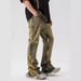 Men's Slim Fit Straight Leg Jeans Retro American Style Washed Distressed High Street Autumn Winter Slightly Flared Trousers_mkmklike.com