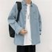Harajuku Style Men's Denim Shirt Long Sleeve Hong Kong Style Casual Loose Spring And Autumn Shirt Men's Top Trendy Coat_mkmklike.com
