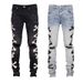 Men's Clothing Ripped Print Stretch Jeans Bone Print Trend New Style One Piece Replacement_mkmklike.com