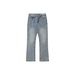 Men's Clothing Clean Fit Flared Soft Jeans Washed Vibe Style Distressed Raw Edges Vintage High Street Trousers_mkmklike.com