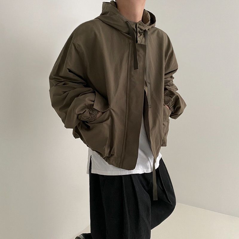 Lunar Apex MYQ Japanese Style Stand Collar Pilot Hooded Men's Spring Loose Trendy Casual Workwear Jacket Top_mkmklike.com