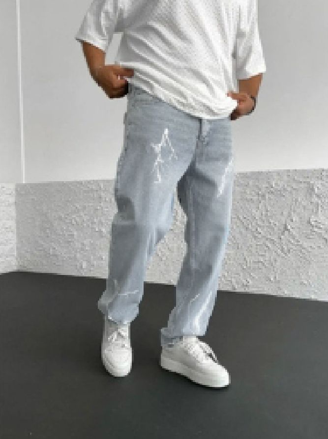 Men's Straight Leg Denim Pants - Minimalist Wide Fit Casual Trousers | Versatile Streetwear Essential_mkmklike.com