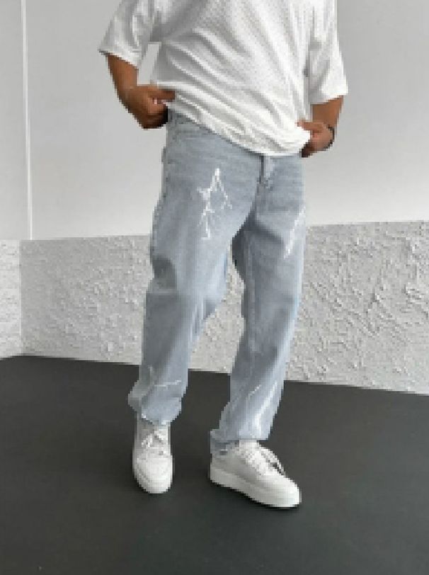 Men's Straight Leg Denim Pants - Minimalist Wide Fit Casual Trousers | Versatile Streetwear Essential_mkmklike.com