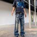 Men’s Distressed Slim Straight Jeans – Heavy Washed Blue Denim, Cleanfit Styling For Urban Casual Wear_mkmklike.com