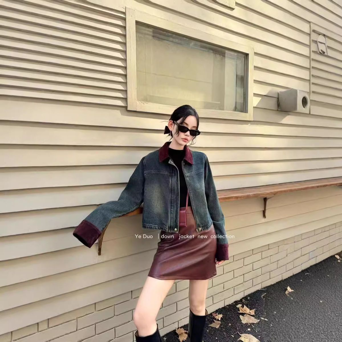 Women's Clothing Italian-French Inspired Color-Block Denim Jacket | Premium Cotton Blend | Casual Chic Oversized Fit_mkmklike.com