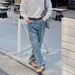 Men's High Quality Jeans Trendy Brand Loose Fitting Casual Trousers Spring Autumn Hong Kong Style Washed Distressed_mkmklike.com