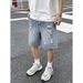 Summer Ripped Denim Shorts For Men Thin Five Point Loose Fit Washed Y2K Street Style Casual Slimming Pants_mkmklike.com