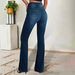 Women's Button Down Flared Jeans European American Style Micro Flared Denim Jeans For Ladies_mkmklike.com