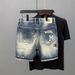 Men's Clothing Ripped Denim Shorts Men's Trendy Brand Personality Scraped Beggars Shorts Loose Large Size Breeches Summer Thin_mkmklike.com