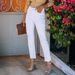 Women's Clothing Raw Edge White Stretch Denim Straight Pants Cigarette Pants_mkmklike.com