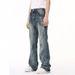 Men's Clothing Retro Distressed Colored Flared Casual Jeans_mkmklike.com