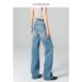 Women's High Waist Slim Straight Leg Jeans - Light Blue Stretch Comfort Fit Slimming Versatile Trousers_mkmklike.com