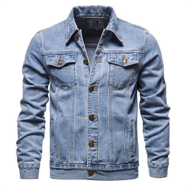 Autumn 2025 Fashion European -USA Style Outerwear Men's Cotton Lapel Pocket Single-Breasted Long Sleeve Denim Jacket M-5XL_mkmklike.com