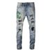 Men's Streetwear Slim-Fit Jeans Cobra Embroidered Vintage Washed And Distressed Denim Patchwork Mid-Rise Stretch Sizes 34 36_mkmklike.com