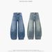 Men's Clothing New Worn Scimitar Pants Loose Mopping Washed Old Jeans American Retro Trousers_mkmklike.com