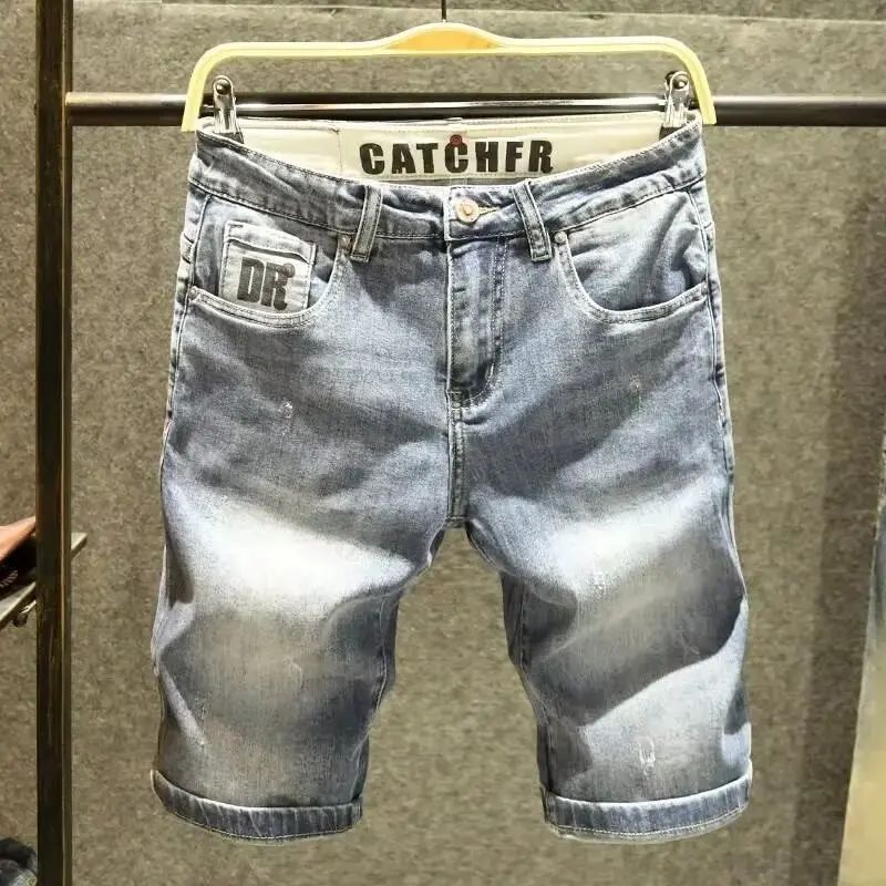 2025 2025 Summer Denim Mid Waist Trend Ige Brand Print Vintage Retro Wash Korean Style Slims Smoothed Silhouette Minute Shorts Man_mkmklike.com