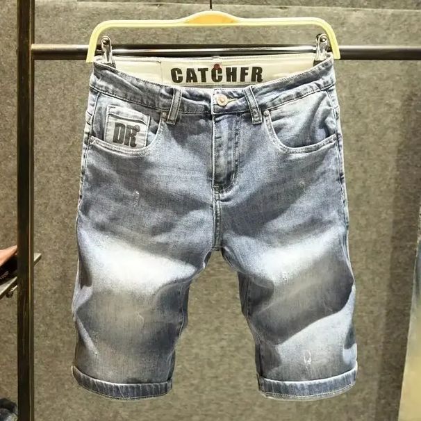 2025 2025 Summer Denim Mid Waist Trend Ige Brand Print Vintage Retro Wash Korean Style Slims Smoothed Silhouette Minute Shorts Man_mkmklike.com