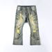 New Product 2025 European-Amecian Fashion Skinny Jeans Men's Cotton Mid Waist Splicing Trendy Tassel Elastic Micro Flared Stretch Denim Pants_mkmklike.com