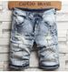 Men's Clothing Summer Denim Shorts Thin Stretch Medium Pants Ripped And Scratched Five Quarter Pants_mkmklike.com