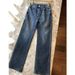 Men's Clothing High Waist Loose Fit Straight Leg Wide Leg Jeans For Women - Comfortable Stretch Denim Pants With Button Detail, Blue Casual Trousers_mkmklike.com