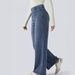 Casual Wide Leg Jeans Tummy Control Cotton Solid Color Spring/Autumn Regular Fit Fashion Office Lady Style_mkmklike.com