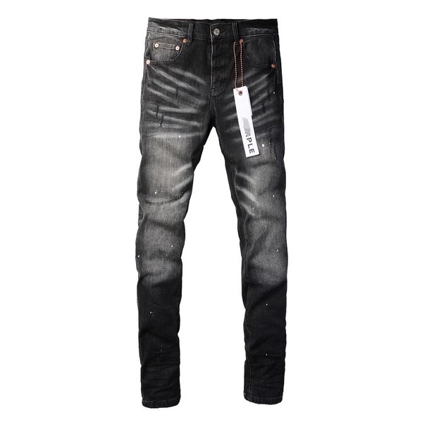 Men Women Y2K Stacked Flared Jeans, Black-Grey Whisker Wash With White Paint Speckles & Small Torn Holes, Summer-Friendly_mkmklike.com