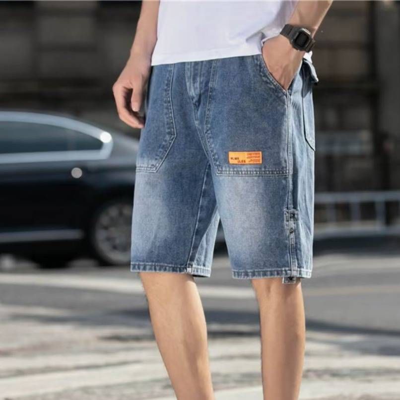 Men's Korean Style Ripped Slim Fit Denim Shorts Summer Thin Casual Trendy Brand Mid Waist Five Point Breeches_mkmklike.com