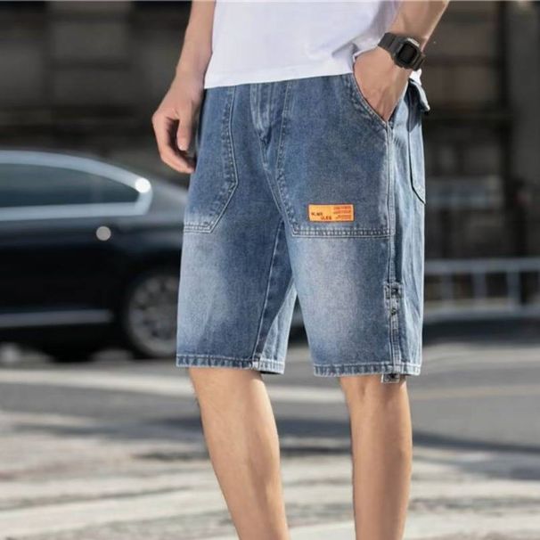 Men's Korean Style Ripped Slim Fit Denim Shorts Summer Thin Casual Trendy Brand Mid Waist Five Point Breeches_mkmklike.com