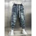 Men's Clothing Retro Washed Blue Jeans Men 2025 Spring And Autumn Trendy Brand Slim Fitting Harem Pants Handsome Buttoned Casual Pants_mkmklike.com
