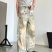Vintage Washed Distressed 3D Print Jeans - Unisex Baggy Streetwear Denim Pants With Artistic Rips & Wide Leg For Casual Outfits_mkmklike.com