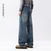 Men's Clothing Fashion Ripped Jeans Loose Straight Design Wide Leg Denim Trousers_mkmklike.com