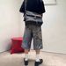 Men's Clothing Men's And Women's Spring And Summer New Washed Old Pants Unisex 3d Printed Denim Shorts_mkmklike.com