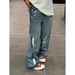 Men's Style Ripped Denim Jeans High Street Summer Vibe Straight Leg Wide Leg Trendy Design High End Feel_mkmklike.com